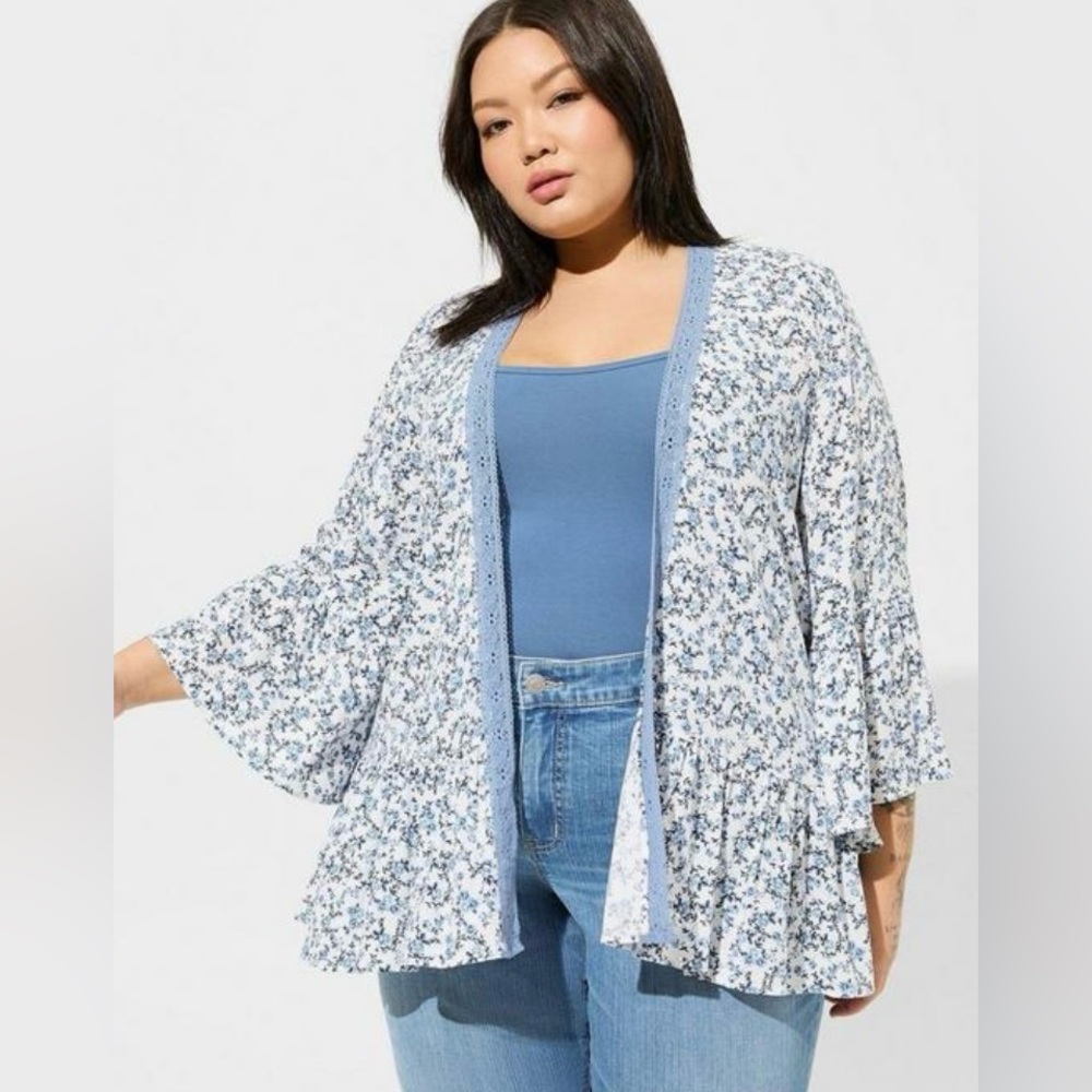 Torrid Blue Floral Kimono